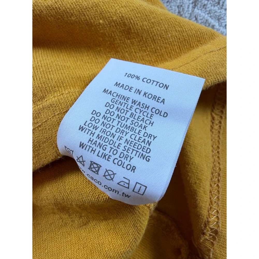 Disney Pixar CacoToy Story T-Shirt Kids S Mustard Yellow Cotton Chest Pocket Tee